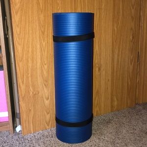 A blue yoga mat.